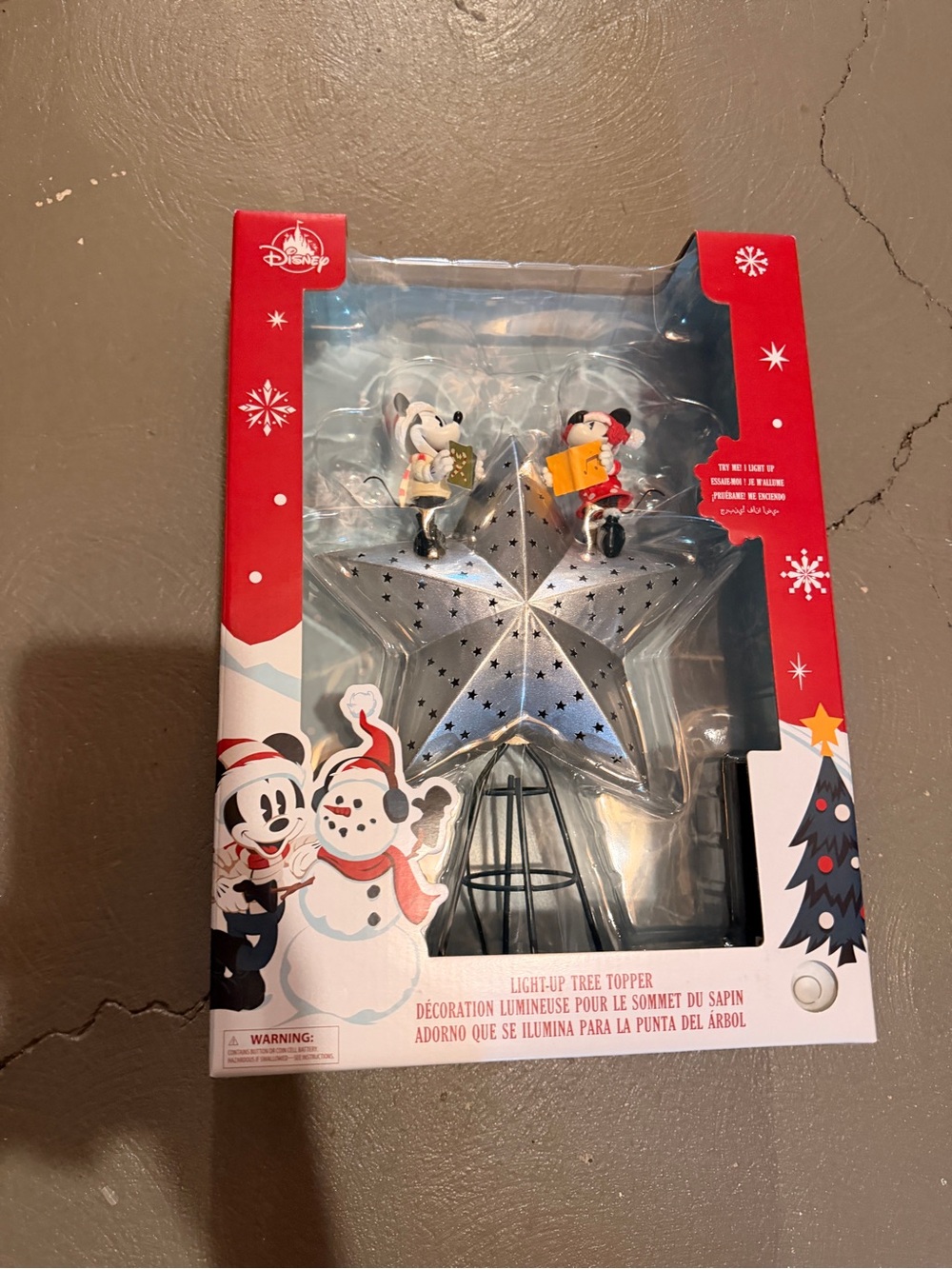 Disney Silver Light-Up Star Tree Topper with Mickey & Minnie Accents